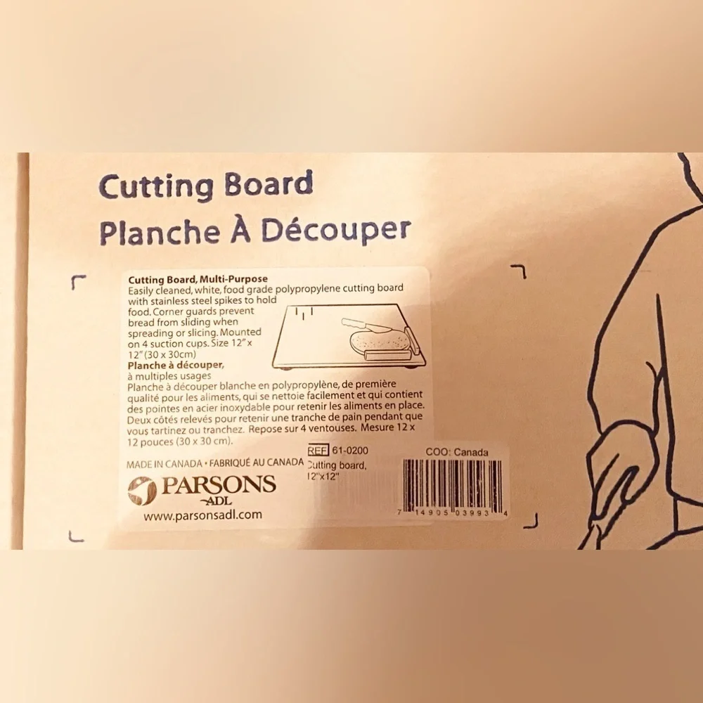 NWT Ability Helping Hands Pronged Food🥒Preparation 🍱 Cutting Board Raised Corns